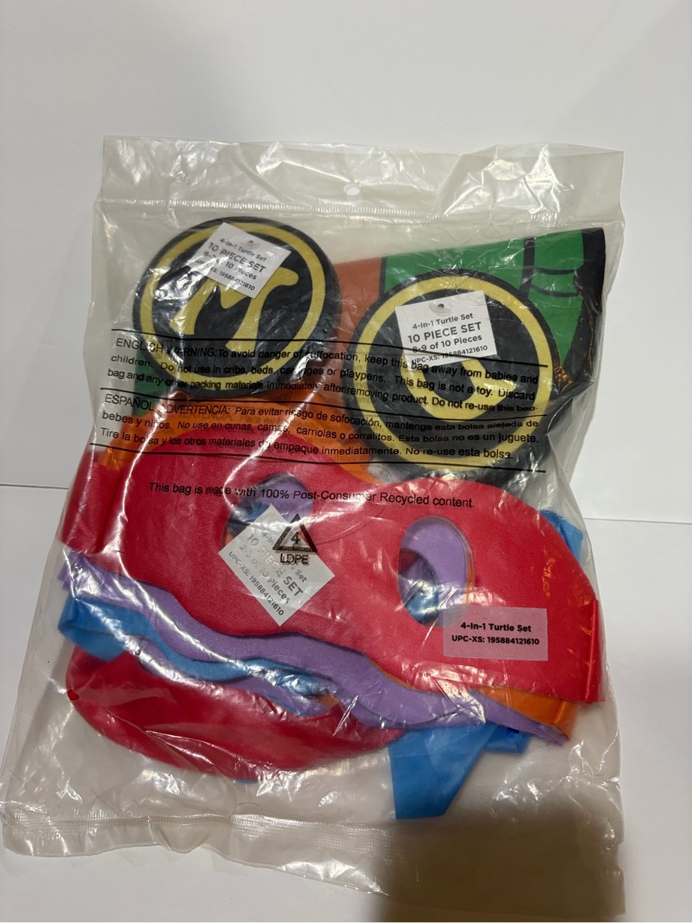 New Rubie's TMNT 4-in-1 Costume Accessory Bundle - Shell, 4 Masks, 4 Belt Buckle
